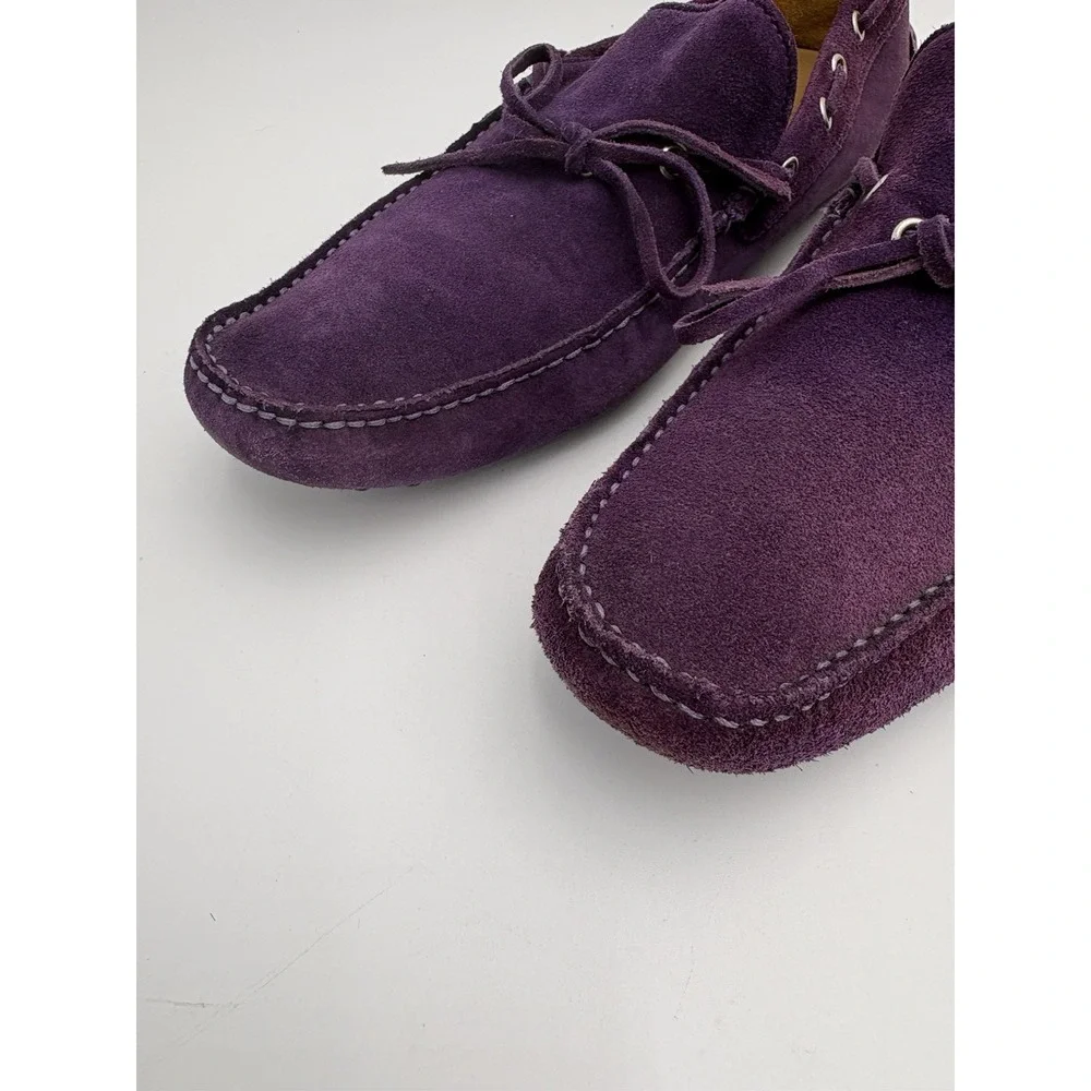 MONZA Men's Purple Leather Suede Driving Car‎ Shoe 42.5/9.5